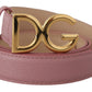 Dolce & Gabbana Elegant Pink Leather Belt with Logo Buckle