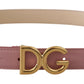 Dolce & Gabbana Elegant Pink Leather Belt with Logo Buckle