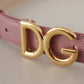 Dolce & Gabbana Elegant Pink Leather Belt with Logo Buckle