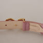 Dolce & Gabbana Elegant Pink Leather Belt with Logo Buckle