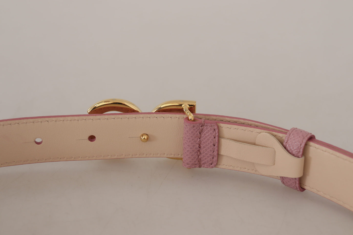 Dolce & Gabbana Elegant Pink Leather Belt with Logo Buckle