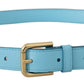 Dolce & Gabbana Elegant Sky Blue Leather Belt with Logo Buckle