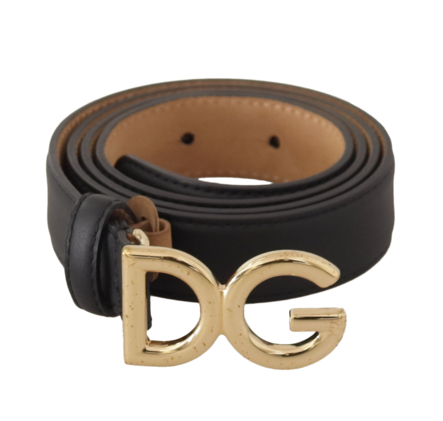 Dolce & Gabbana Elegant Black Leather Belt with Logo Buckle