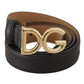 Dolce & Gabbana Elegant Black Leather Belt with Logo Buckle