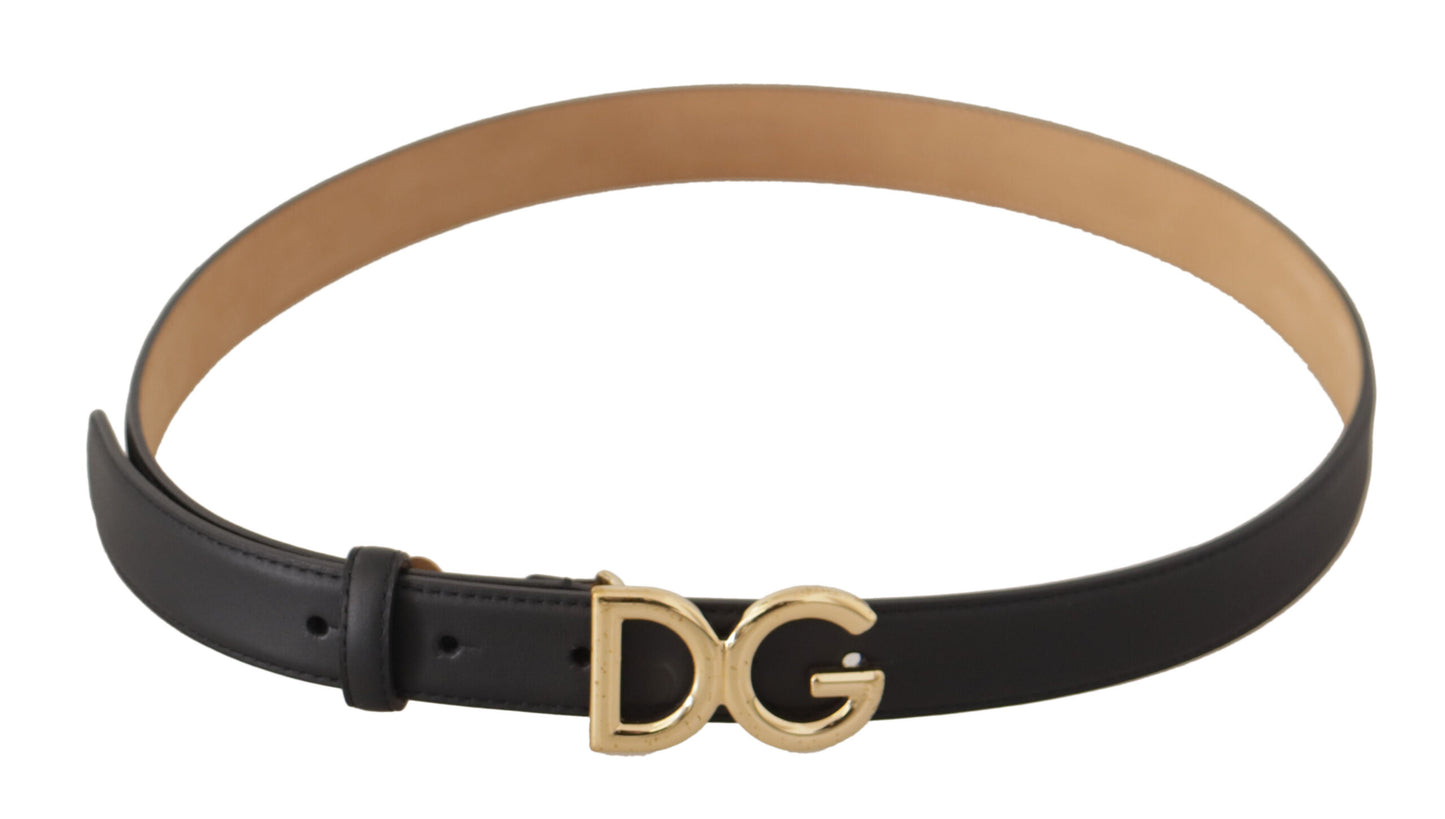 Dolce & Gabbana Elegant Black Leather Belt with Logo Buckle