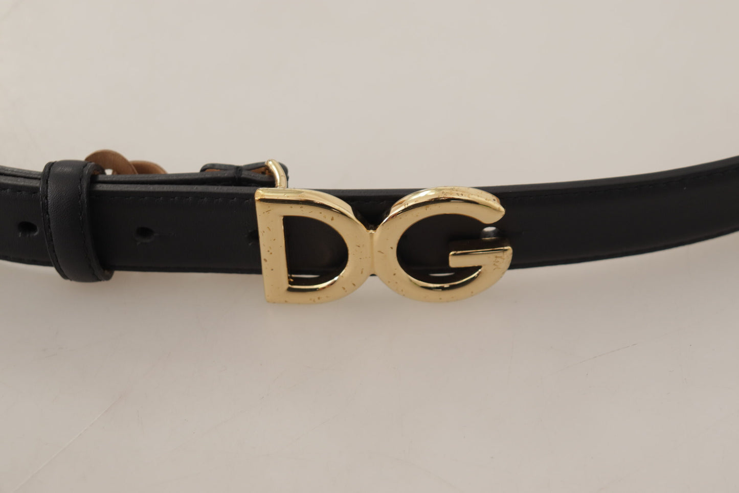 Dolce & Gabbana Elegant Black Leather Belt with Logo Buckle