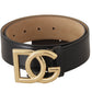 Dolce & Gabbana Elegant Black Leather Belt with Engraved Buckle