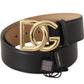 Dolce & Gabbana Elegant Black Leather Belt with Engraved Buckle