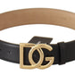 Dolce & Gabbana Elegant Black Leather Belt with Engraved Buckle