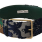 Dolce & Gabbana Elegant Green Leather Belt with Logo Buckle