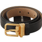 Dolce & Gabbana Elegant Black Leather Belt with Engraved Buckle