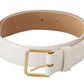 Dolce & Gabbana Elegant White Leather Belt with Engraved Buckle