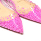 Christian Louboutin Hot Pink Suede Crystals Flat Point Toe Shoe