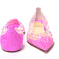 Christian Louboutin Hot Pink Suede Crystals Flat Point Toe Shoe