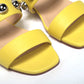 Christian Louboutin Bright Yellow Silver Wide Strap Studded Flat