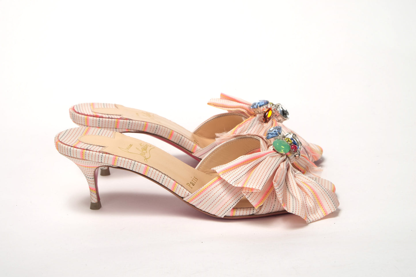 Christian Louboutin Multicolor Kitten Heel Studded Flat Shoes