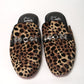 Christian Louboutin Black Brown Leapord Print Open Back Loafer