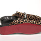 Christian Louboutin Black Brown Leapord Print Open Back Loafer