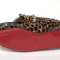 Christian Louboutin Black Brown Leapord Print Open Back Loafer