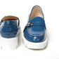 Christian Louboutin Blue And White Silver Logo Lock Boat Shoe