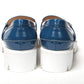 Christian Louboutin Blue And White Silver Logo Lock Boat Shoe