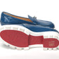 Christian Louboutin Blue And White Silver Logo Lock Boat Shoe