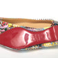 Christian Louboutin Silver Multi Print Embellished Flat Patent Point Shoe