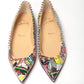 Christian Louboutin Silver Multi Print Embellished Flat Patent Point Shoe