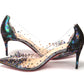 Christian Louboutin Black Pearlescent Heel Pvc Spikes Sandal