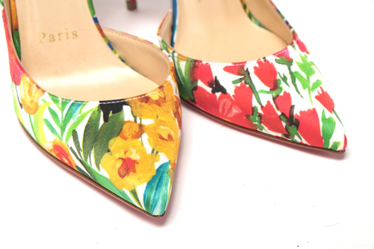 Christian Louboutin Multicolor Flower Printed High Heels Pumps Shoes