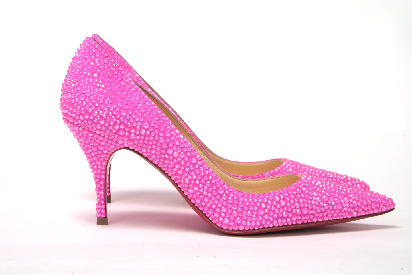 Christian Louboutin Hot Pink Embellished High Heels Pumps