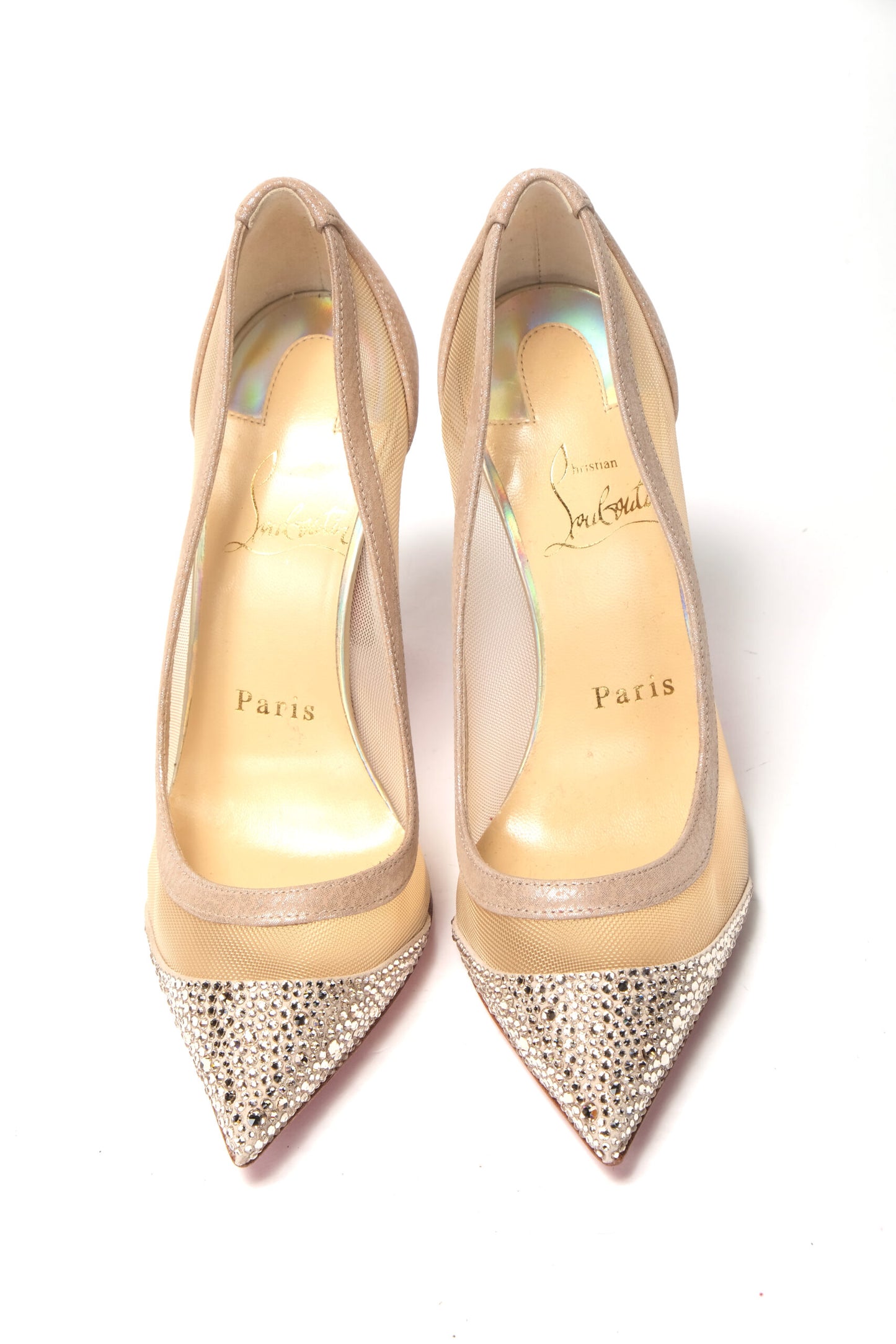 Christian Louboutin Version Nude Embellished High Heels Pumps