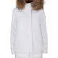 Yes Zee Chic White Technical Fabric Jacket with Fur Hood