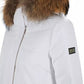 Yes Zee Chic White Technical Fabric Jacket with Fur Hood