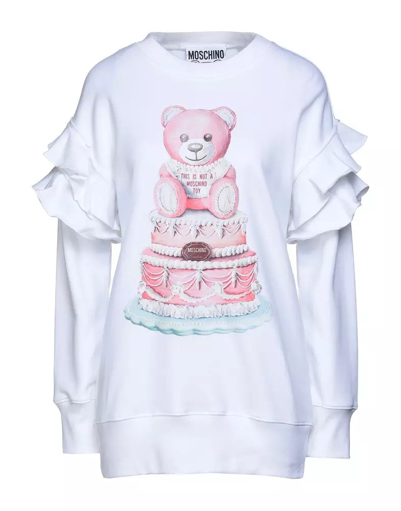 Moschino Couture Elegant White Cotton Sweatshirt with Brand Print