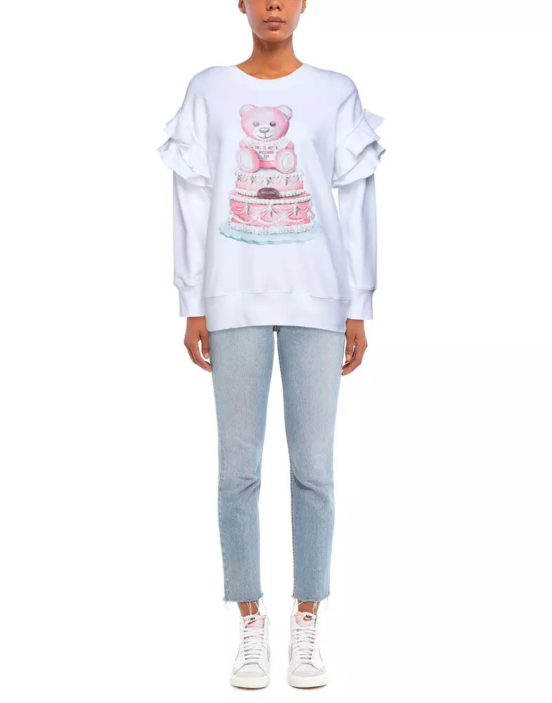 Moschino Couture Elegant White Cotton Sweatshirt with Brand Print