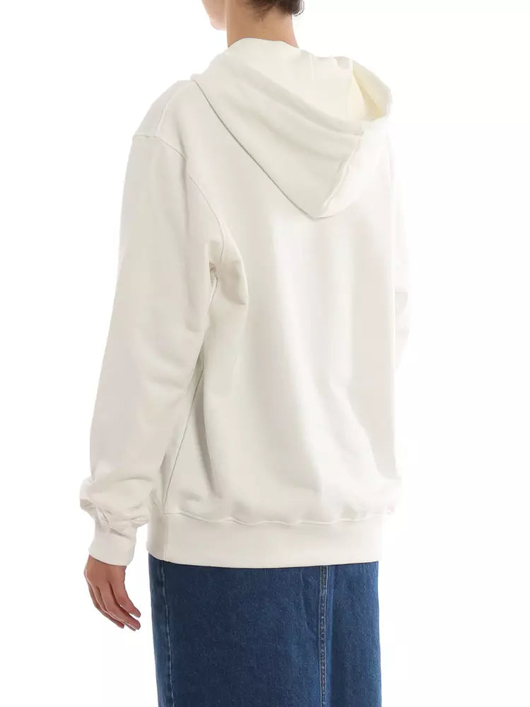 Moschino Couture Chic White Cotton Hoodie with Contrast Print