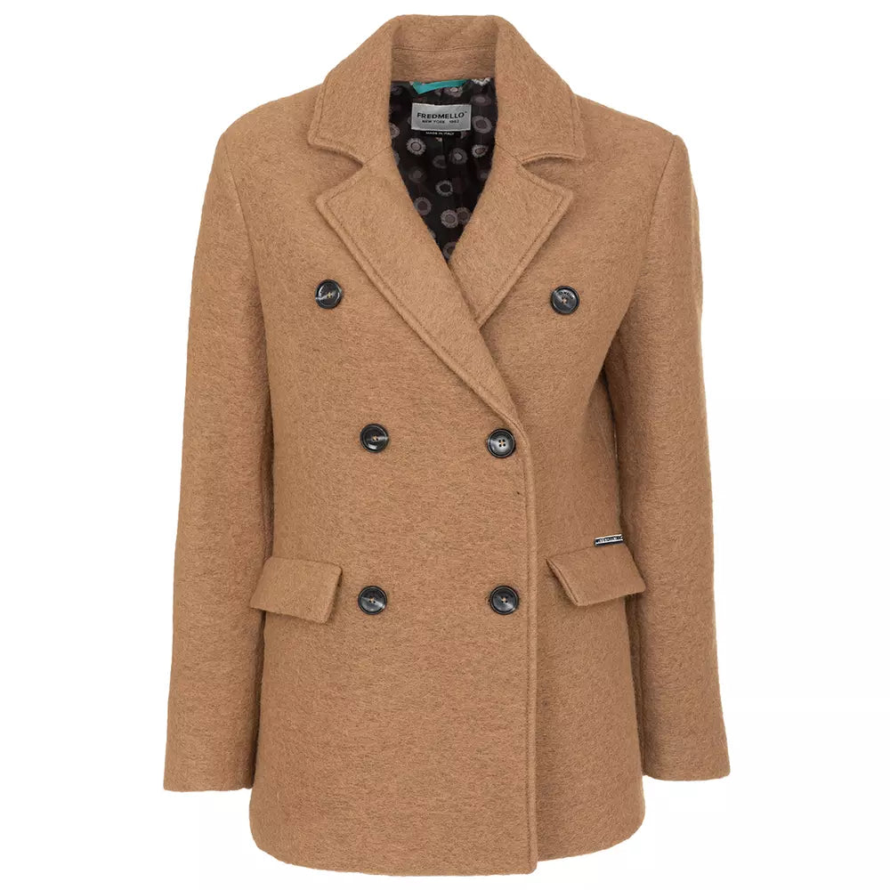 Fred Mello Elegant Double-Breasted Short Wool Coat