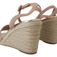 Prada Elegant Suede Ankle Strap Wedge Sandals