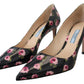 Prada Elegant Floral Print Leather Pumps