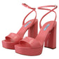 Prada Chic Pink Patent Leather Platform Sandals