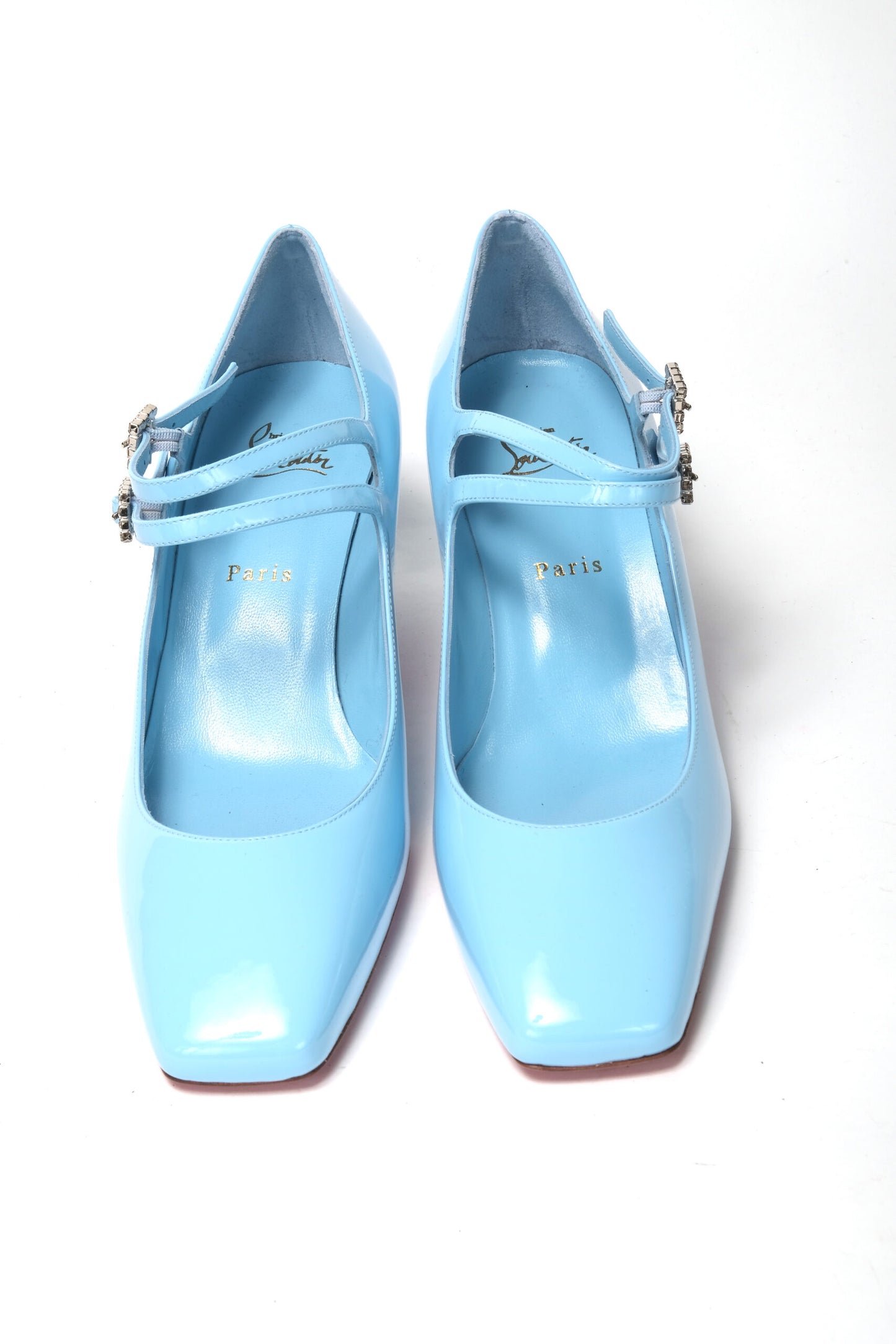 Christian Louboutin Splash 9Blue Aquajane 45 Patent Heel