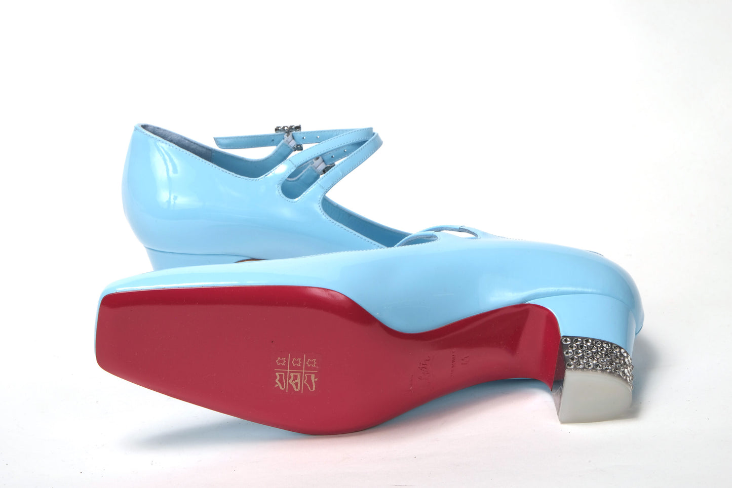 Christian Louboutin Splash 9Blue Aquajane 45 Patent Heel