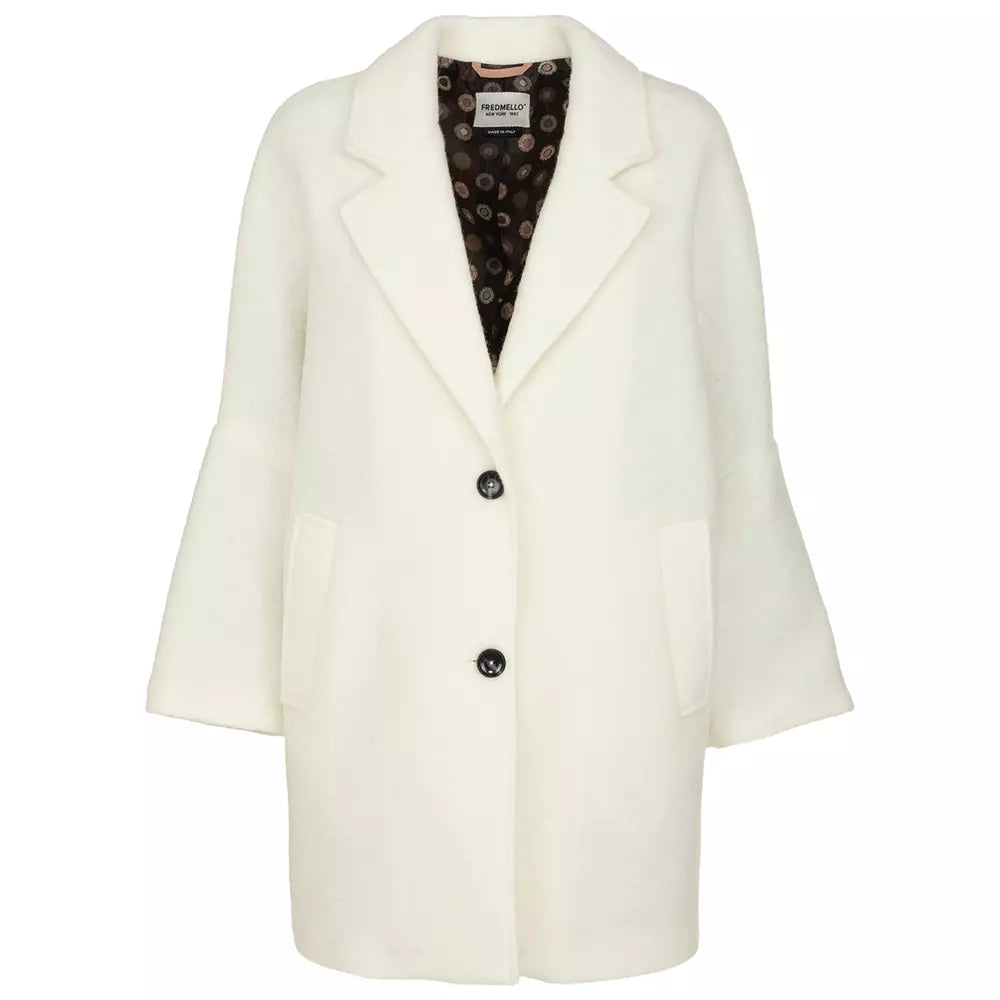 Fred Mello Chic Winter Warmth: White Wool Blend Coat