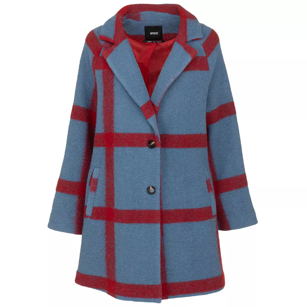 Imperfect Elegant Wool-Blend Blue Coat