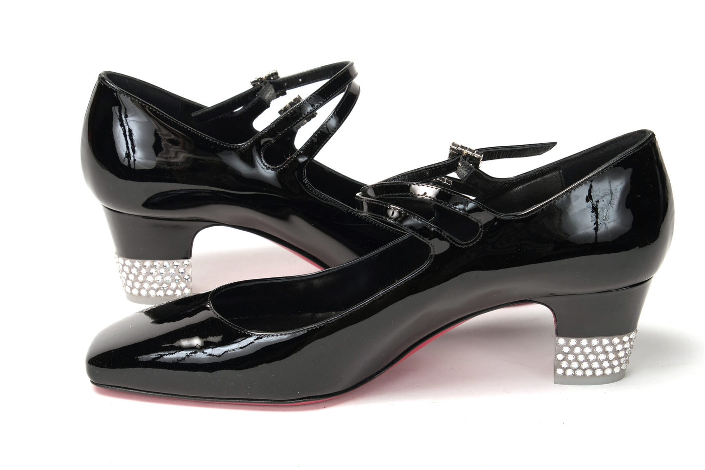 Christian Louboutin Black/Lin Black Aquajane 45 Patent Heel