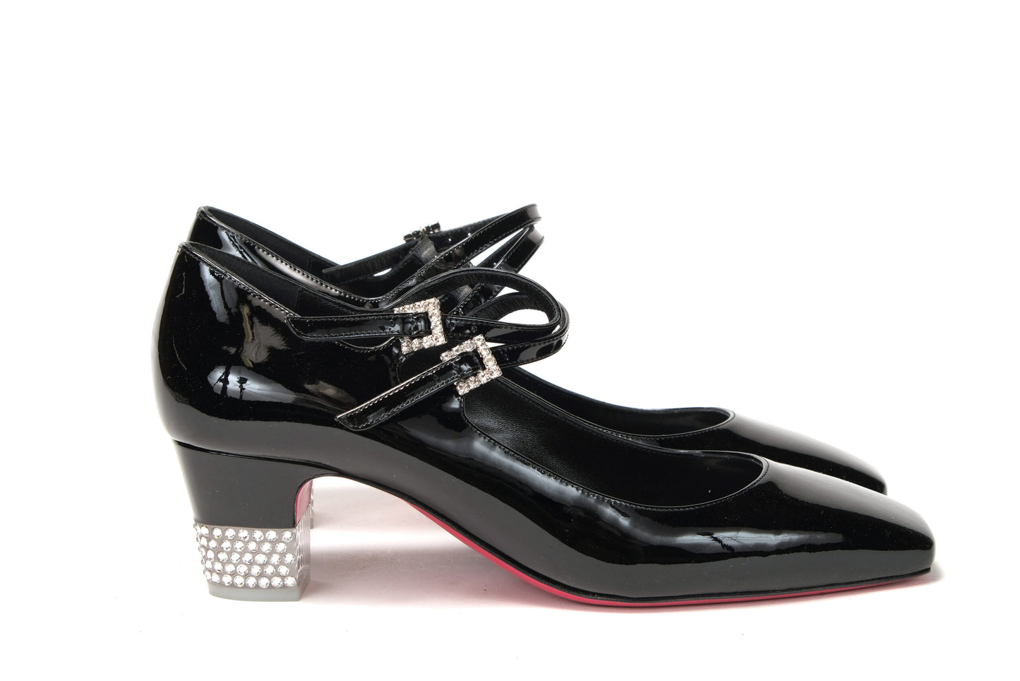 Christian Louboutin Black/Lin Black Aquajane 45 Patent Heel