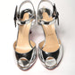 Christian Louboutin Silver/Black Pansy 85 Specchio Heels