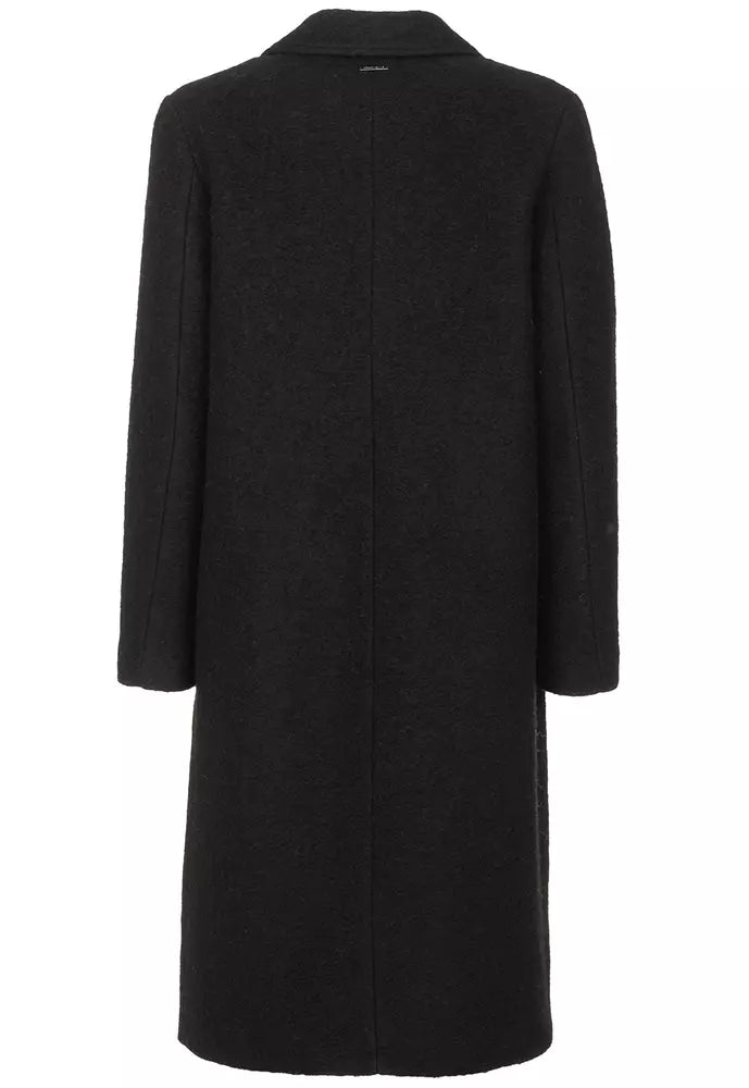 Fred Mello Elegant Black Wool Blend Coat