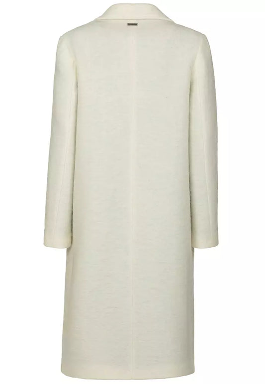 Fred Mello Elegant Wool Blend White Coat